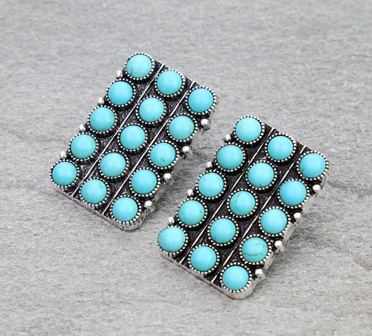Western Rectangle Bubble Stud Earrings