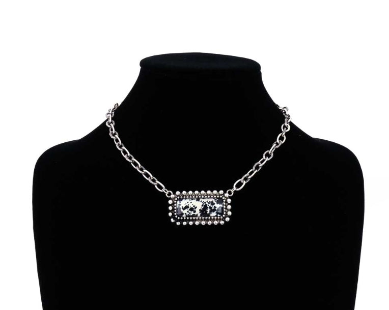 Cow Printed Bar Necklace