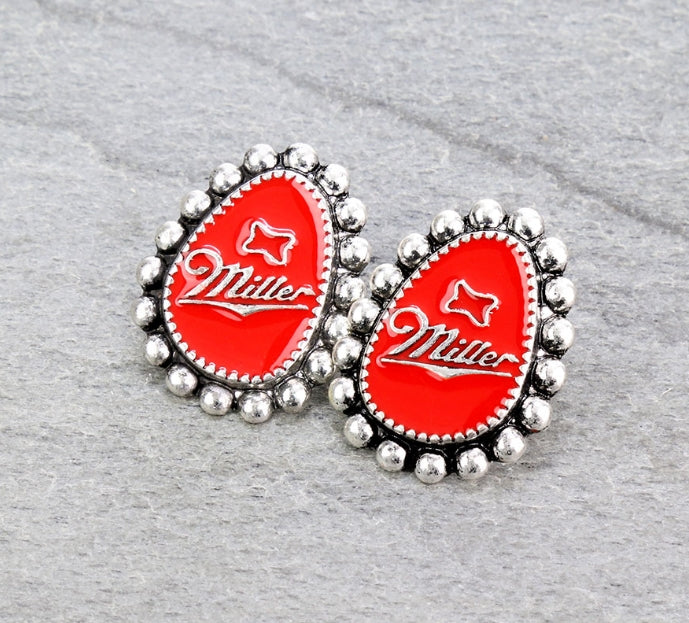 Epoxy Beer Logo Stud Earrings