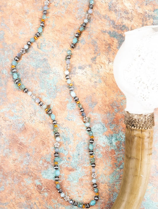 Cypress Lane Silvertone Turquoise Necklace