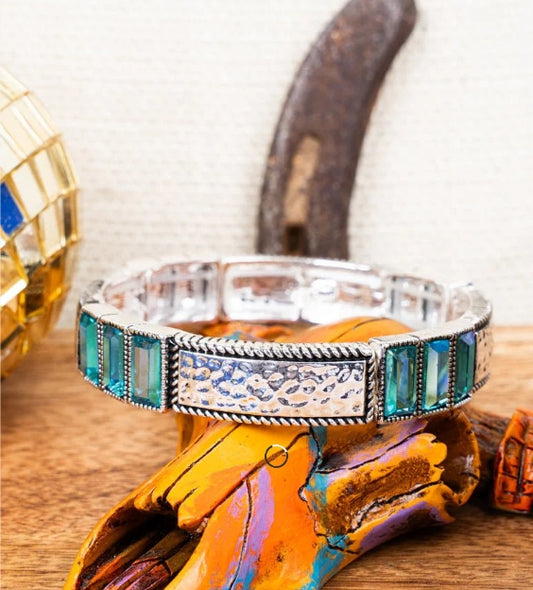 Blue Veil of Light Silvertone Bracelet