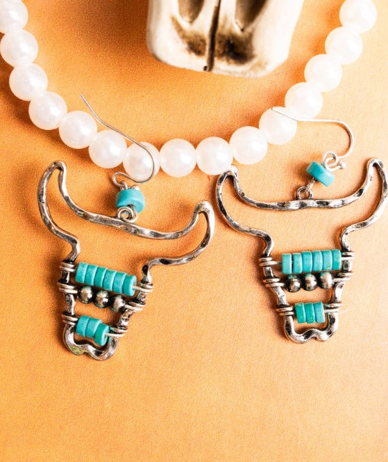 Western Sparkle Turquoise Hoop Earrings