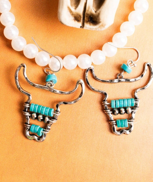 Western Sparkle Turquoise Hoop Earrings
