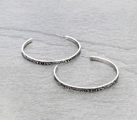 Western Large Engraved Hoop Earrings