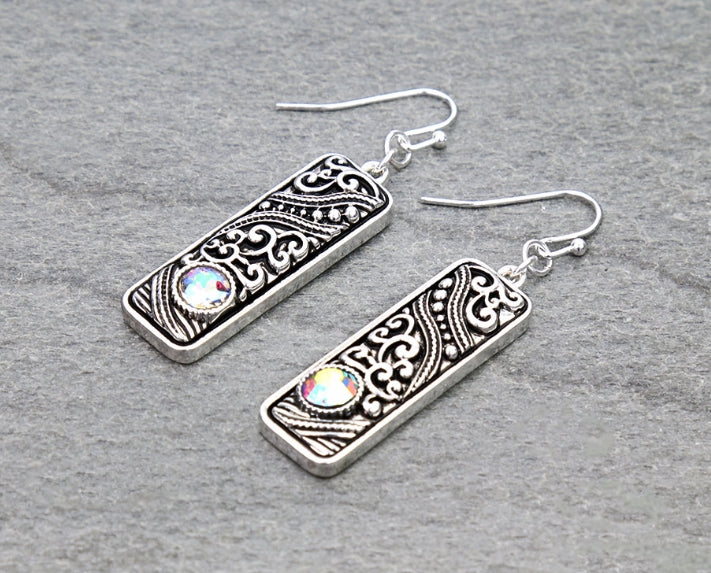 Tailored Filigree Bar Dangle Earrings