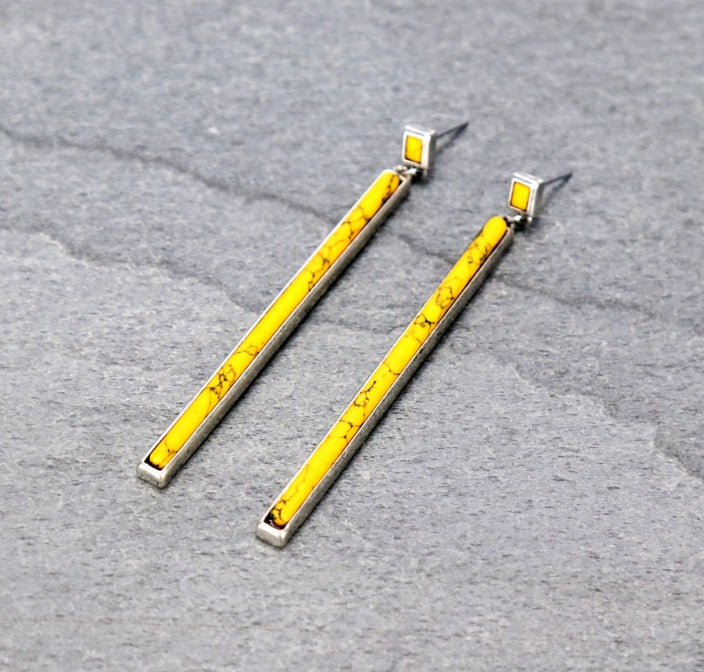 Western Stone Bar Drop Stud Earrings
