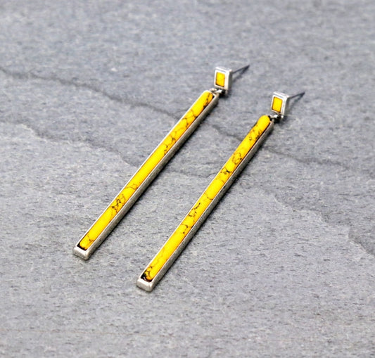 Western Stone Bar Drop Stud Earrings