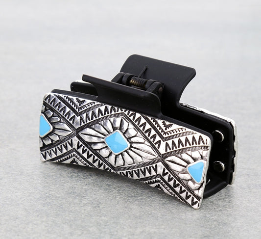 Western Concho Metal Plate Hair Claw Clip
