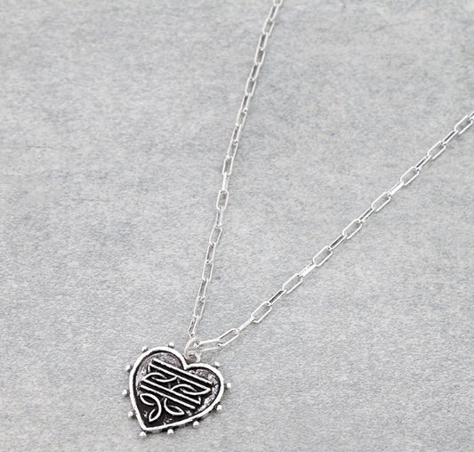 Western Boot Stitch Heart Necklace