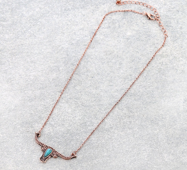 Western Steer Cow Head Necklace