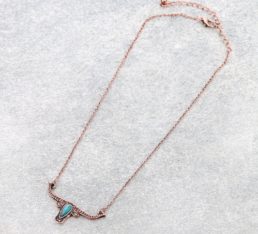 Western Steer Cow Head Necklace
