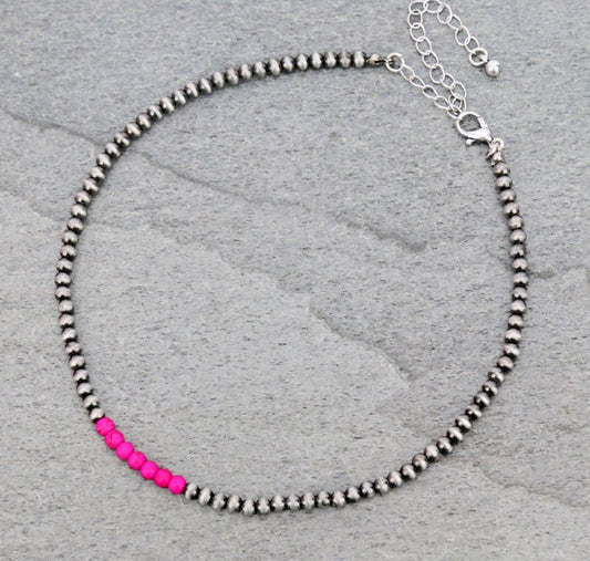 4mm Navajo Style Pearl Choker Necklace