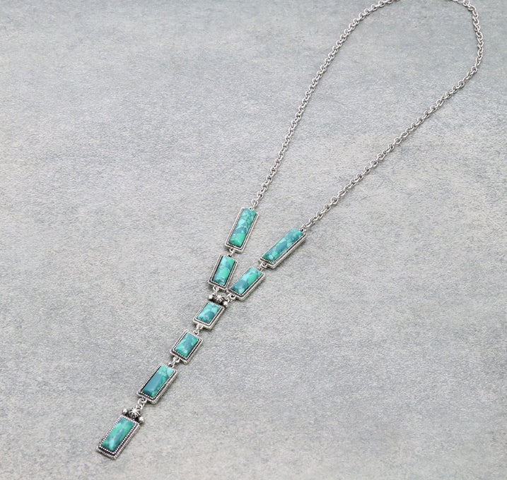 Western Hand Craft Stone Y Necklace