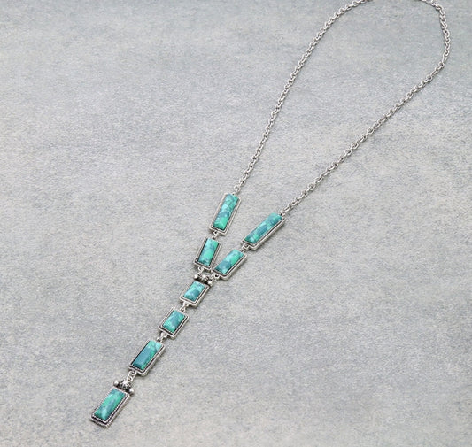 Western Hand Craft Stone Y Necklace