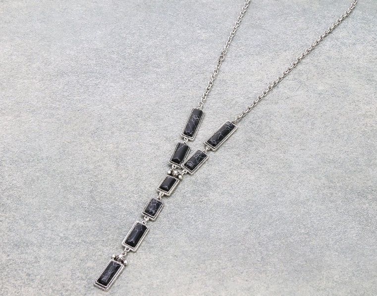 Western Hand Craft Stone Y Necklace