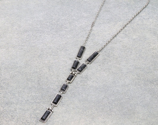 Western Hand Craft Stone Y Necklace