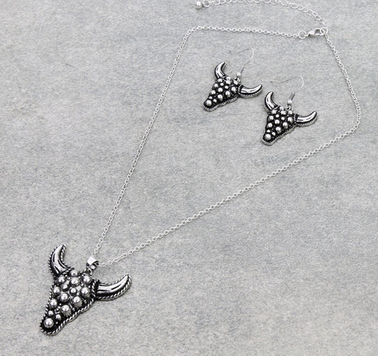 Western Ball TXR Steer Head Necklace Set