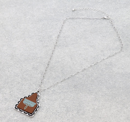 Western Boot Stitch Ear Tag Necklace