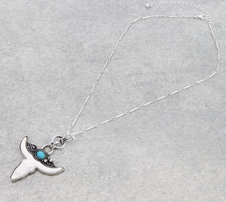 Western Ivory Steer Skull Necklace