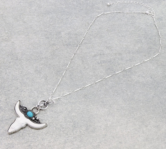 Western Ivory Steer Skull Necklace