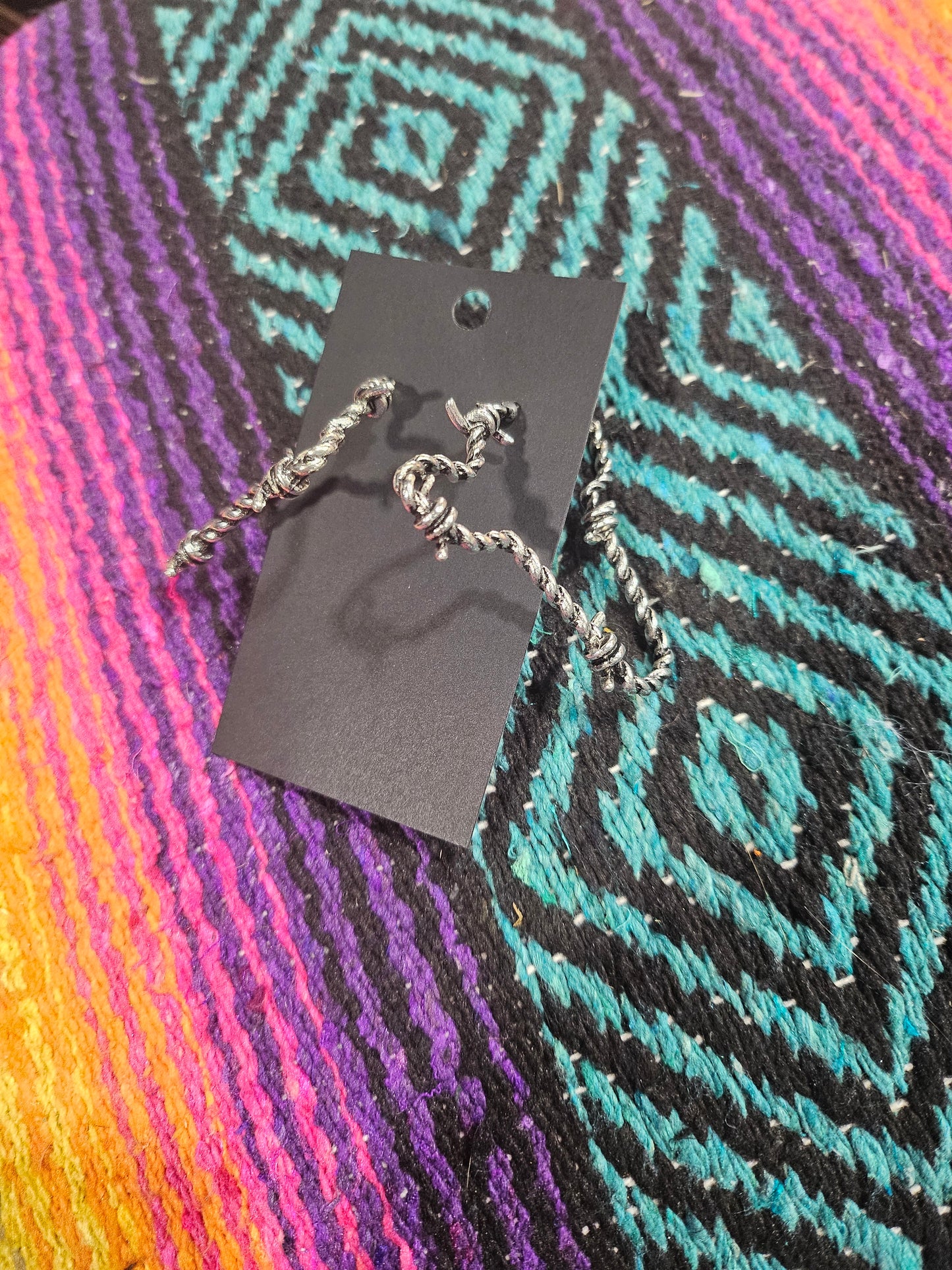 Barbed Wire Silver Cow Head Earrings
