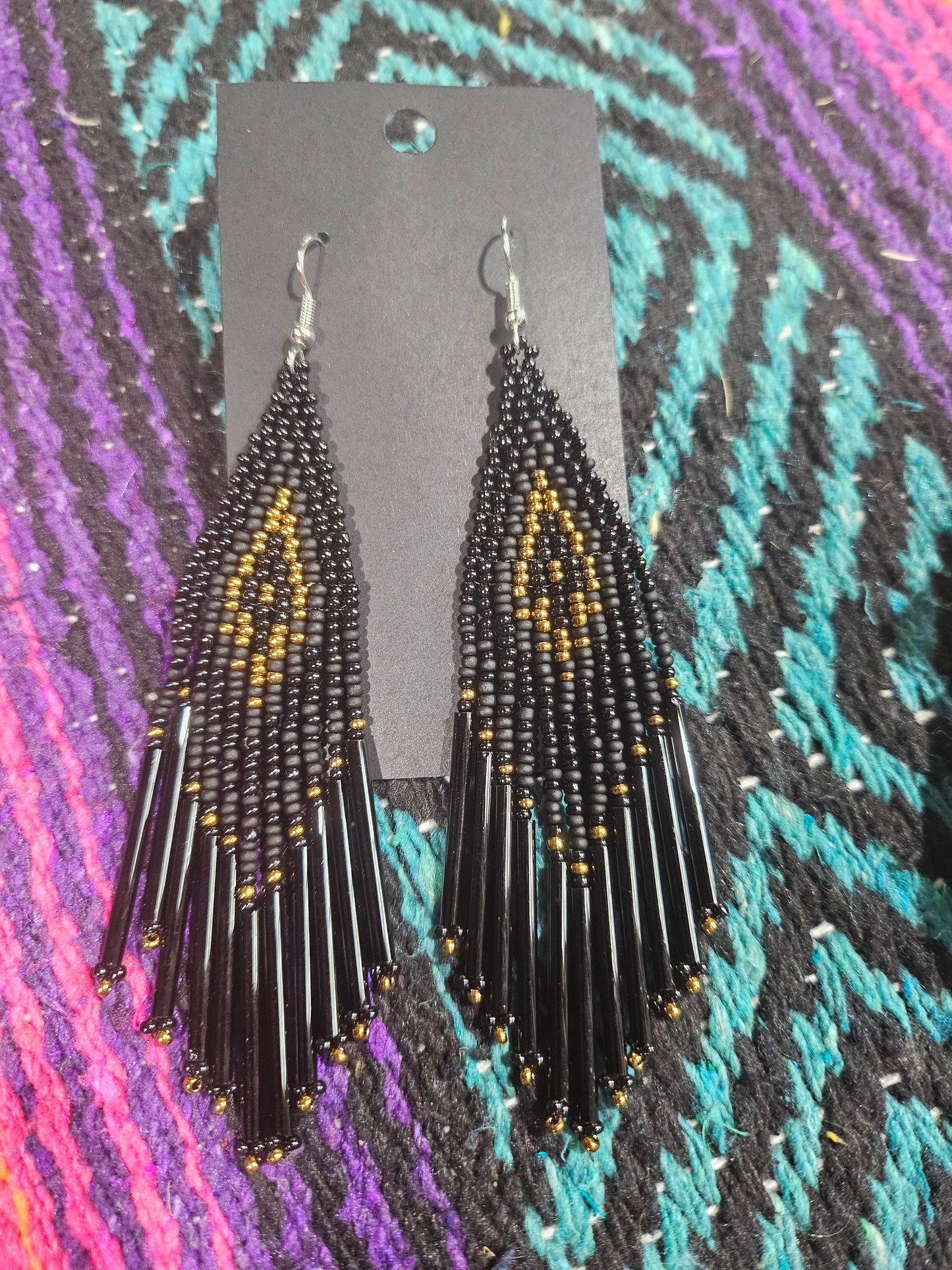 Black and Copper Seed Bead Earrings