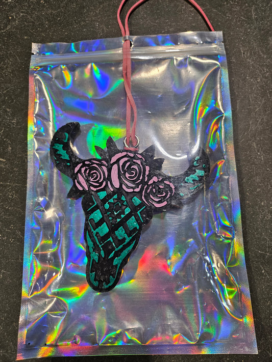 Steer Head with Roses Freshie