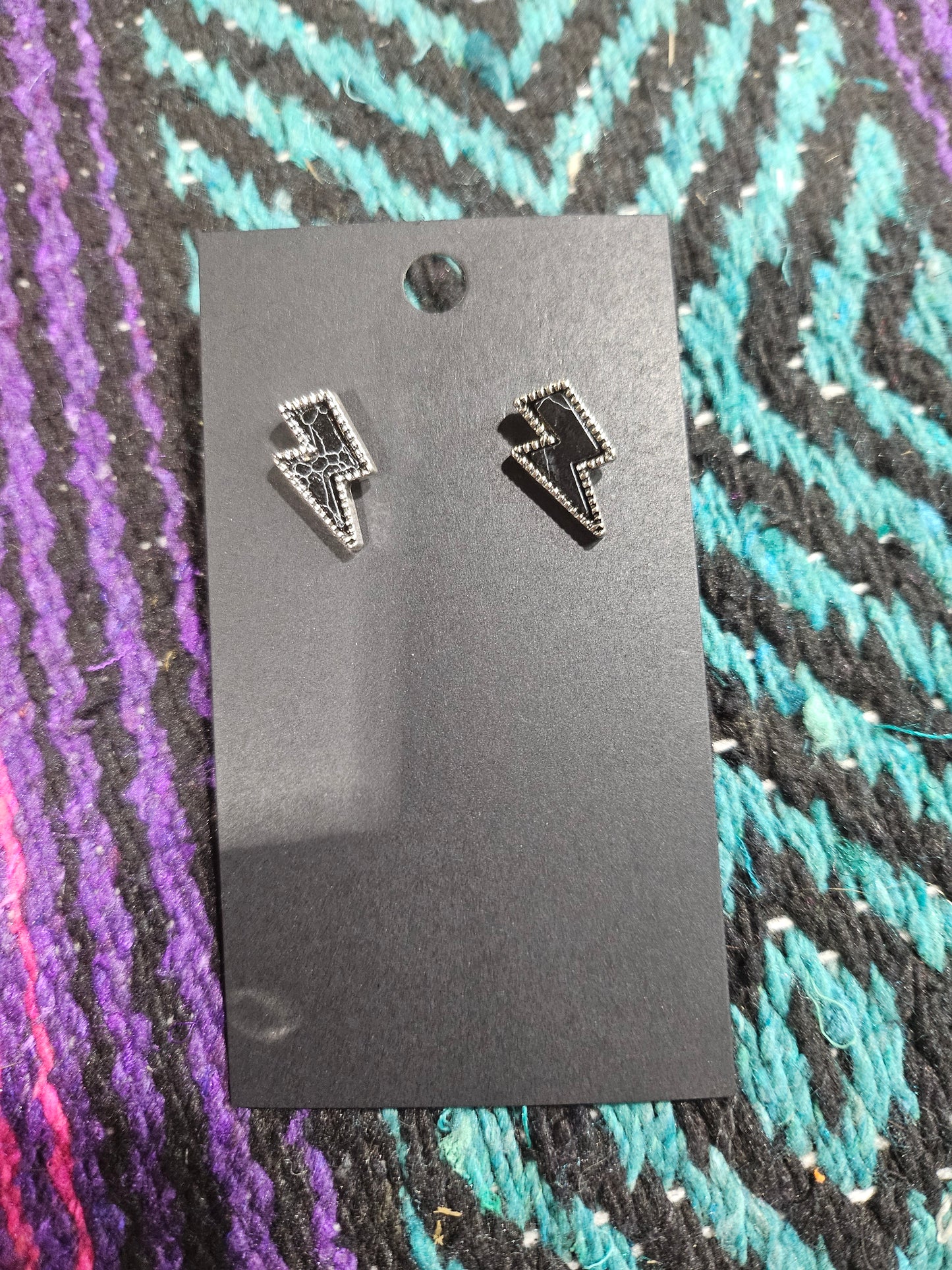 Black Lightning Bolt Earrings