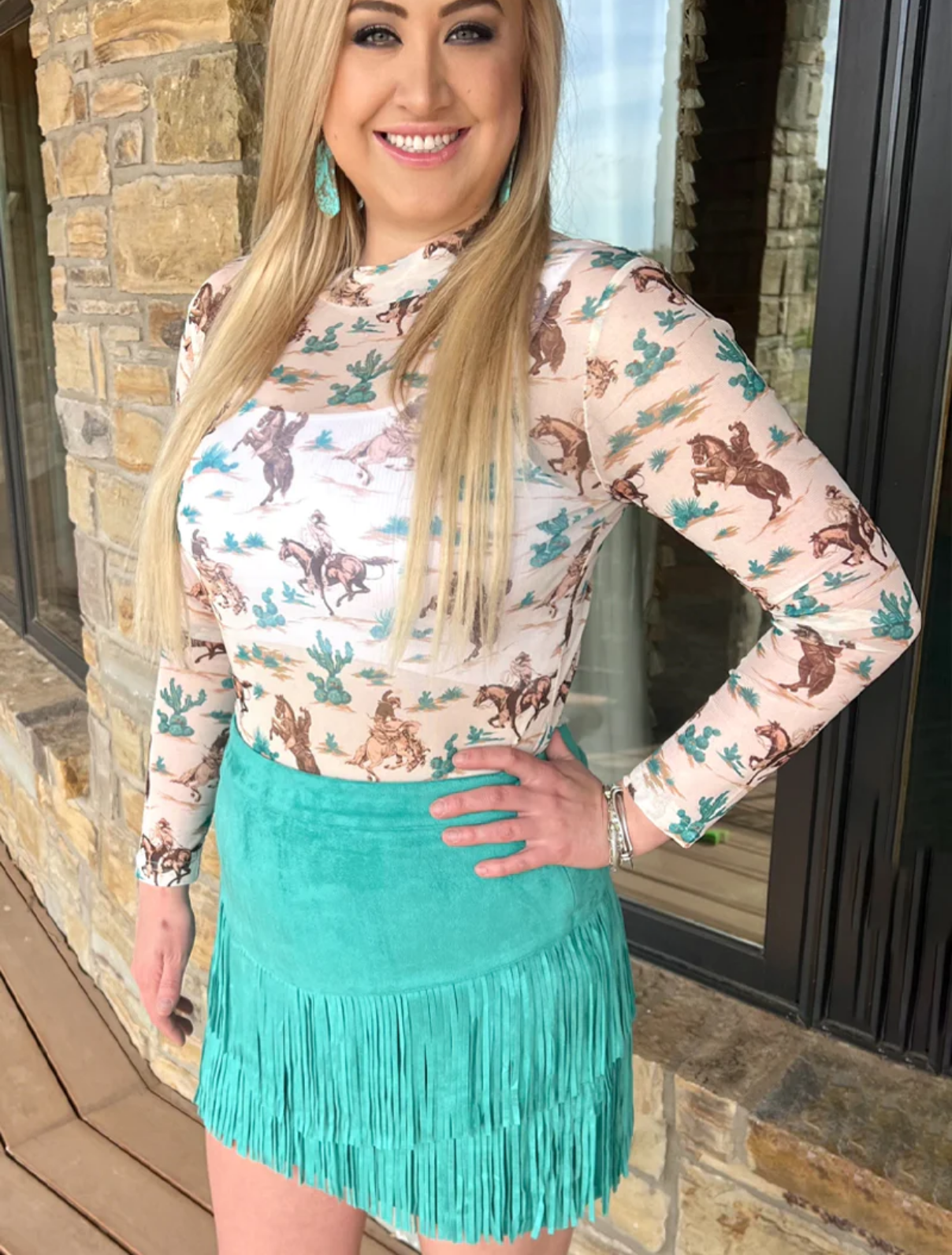 Fort Worth Fringe Skirt Turquoise