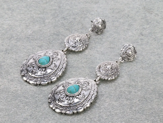 Western Concho Stud Earrings