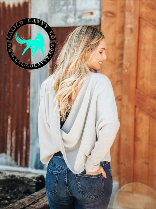 Carried Away Grey Long-Sleeve Sweater