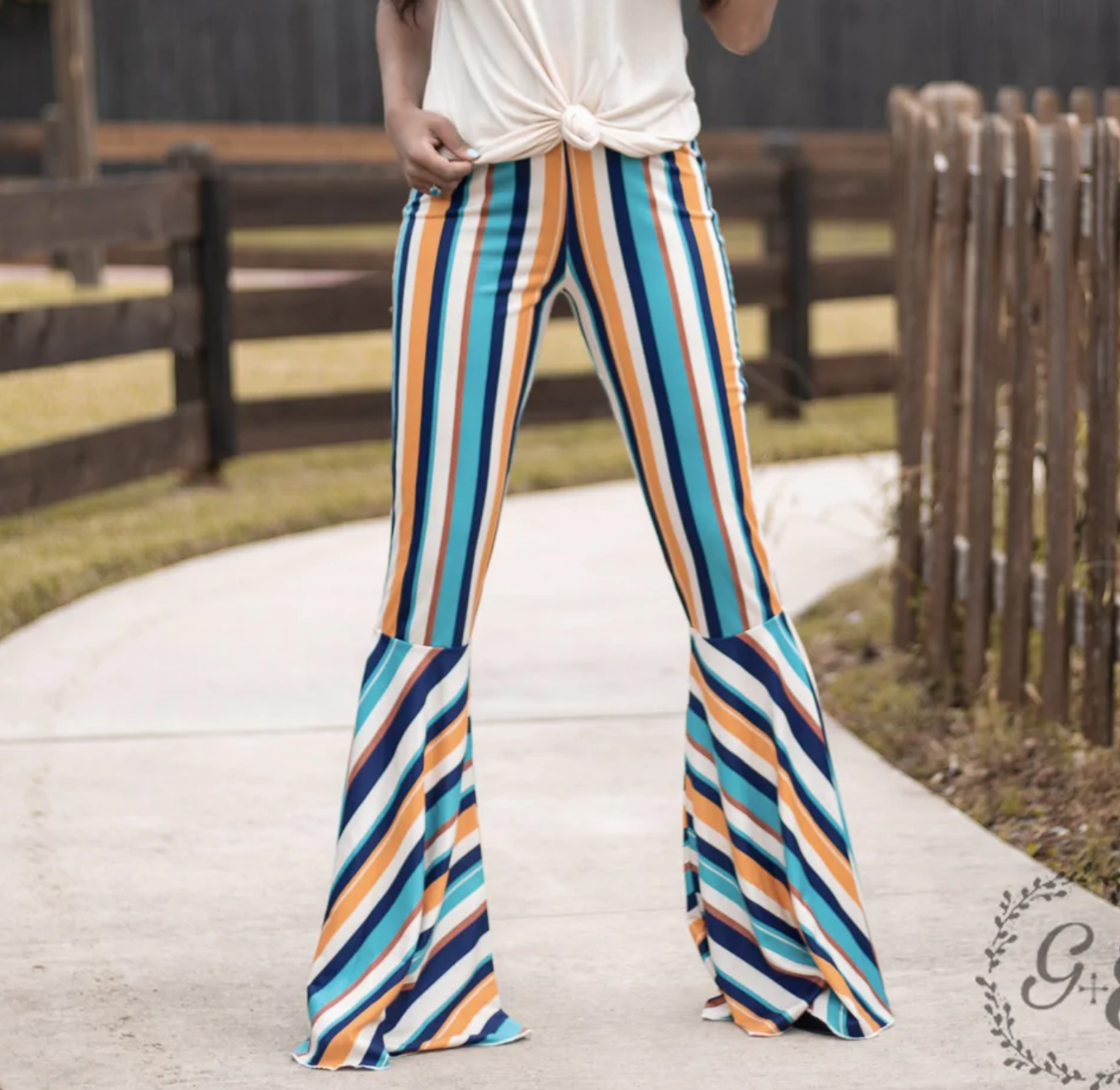 On the Dance Floor Stripe Flare Pants, Cream
