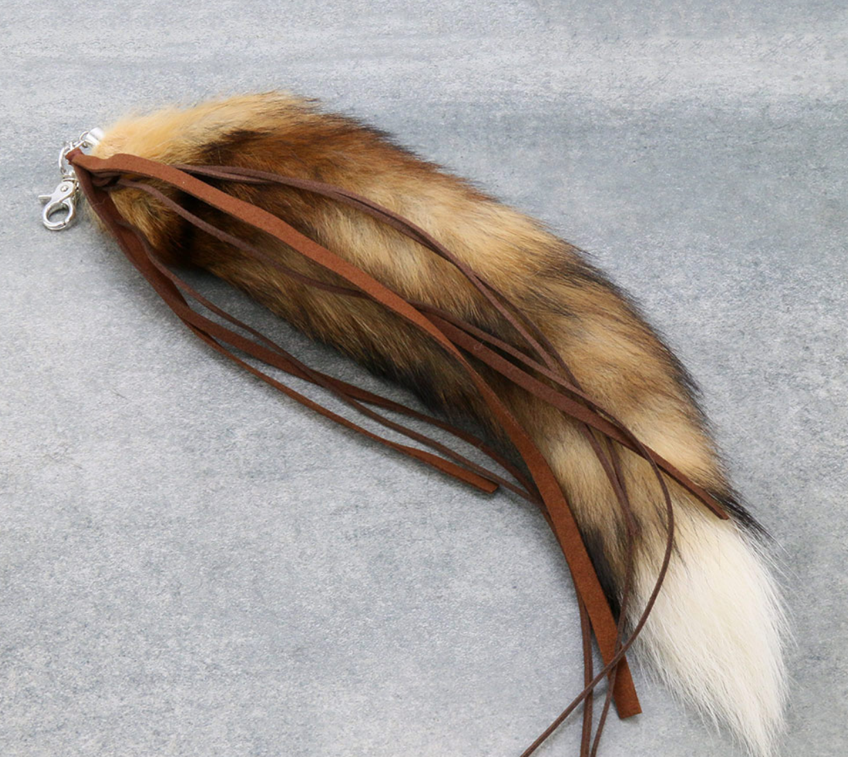 Fur Tail With Leather Tassel Bag Charm & Key Chain
