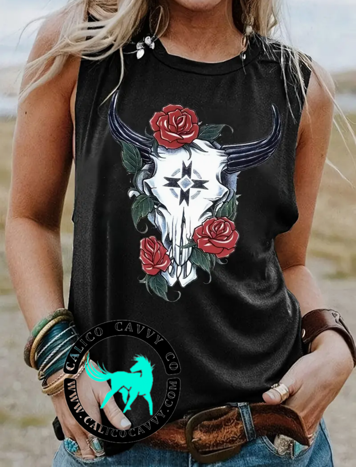 Bull skull tank top online