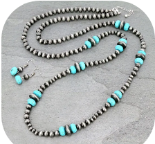 48" Navajo Style Pearl Necklace