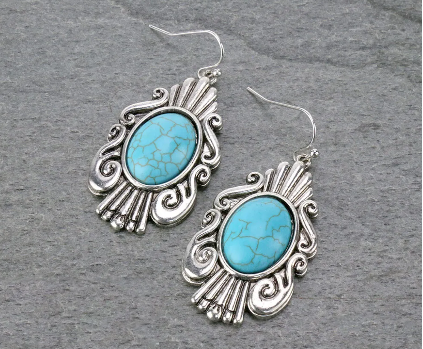 Western Style Semi Stone Dangle Earrings