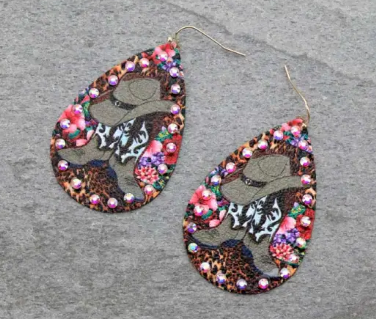Western Cowboy Teardrop Fish Hook Earrings
