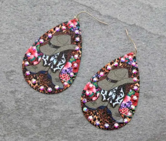 Western Cowboy Teardrop Fish Hook Earrings