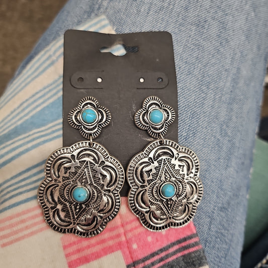 Western Concho Stud Earrings