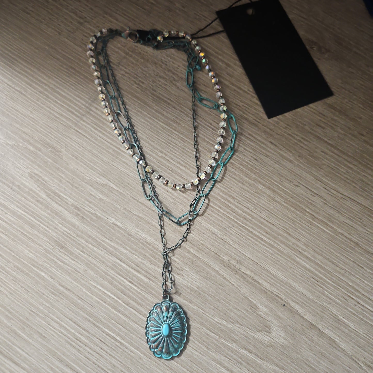 3 Row Concho Chain Necklace