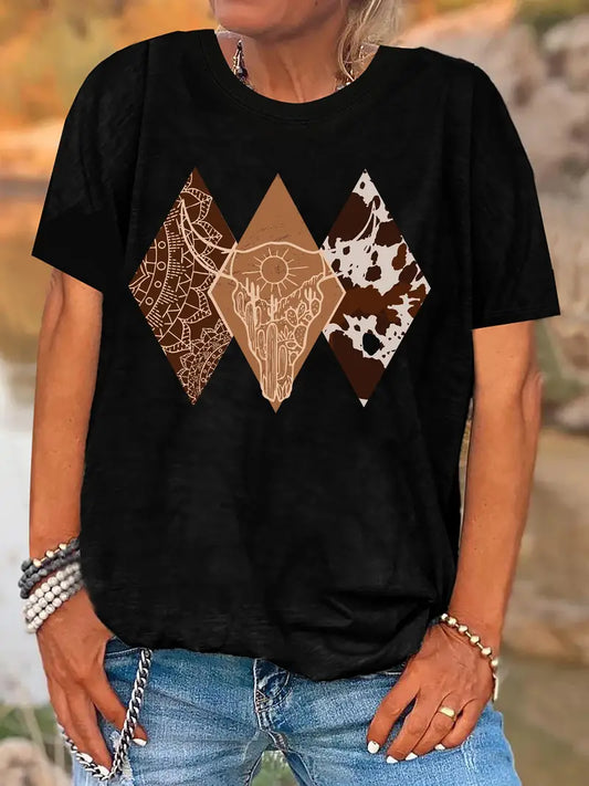 Black Short Sleeve Tshirt Triangle Western Images