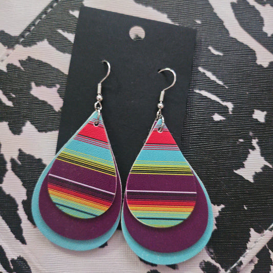 Serape Teardrop Layered Earrings