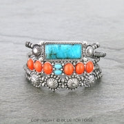 Western Concho Stone Stackable Bracelets