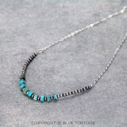 15" Long, Choker Small Cable Chain Necklace with Bead
