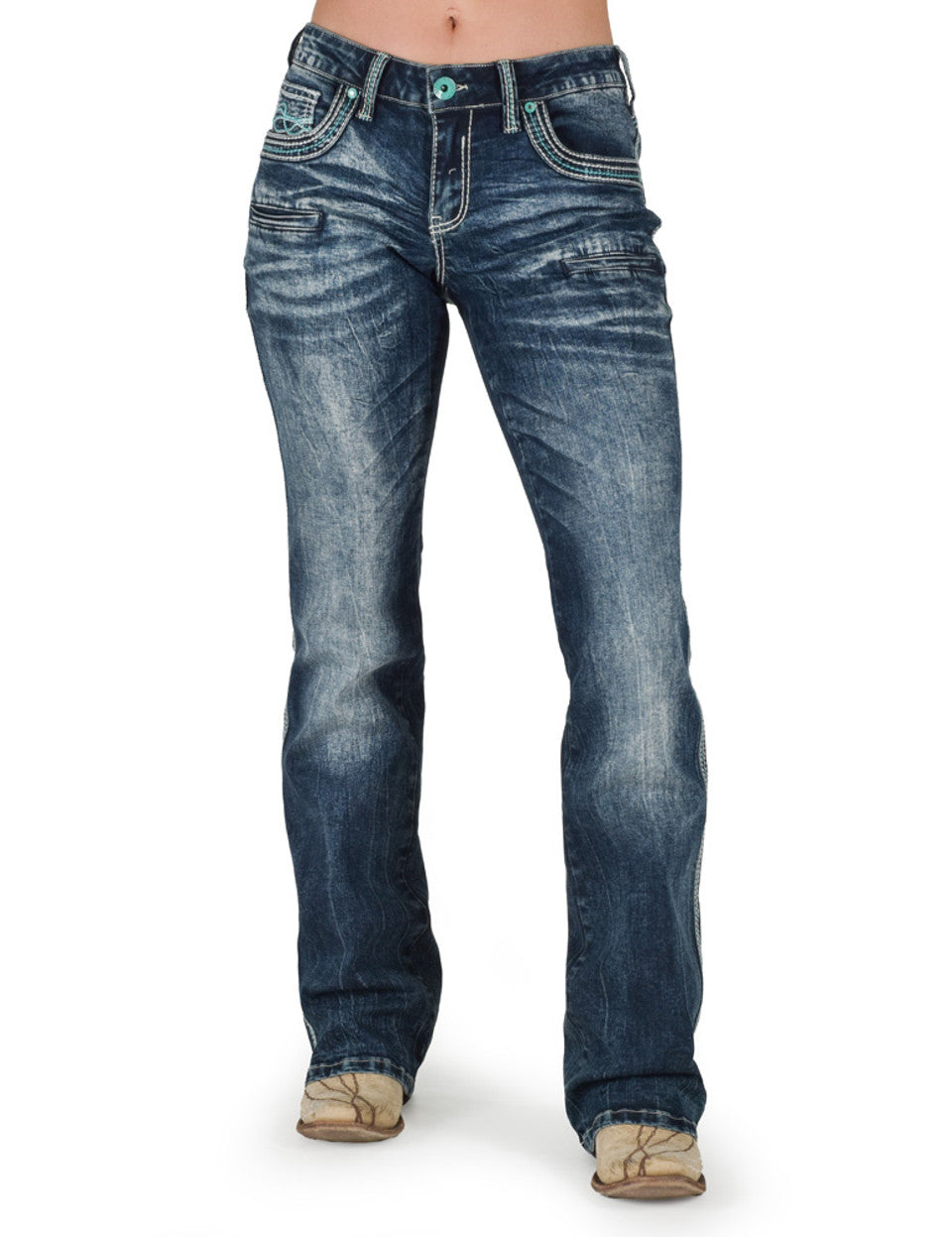 Turquoise Hurricane Bootcut Jeans