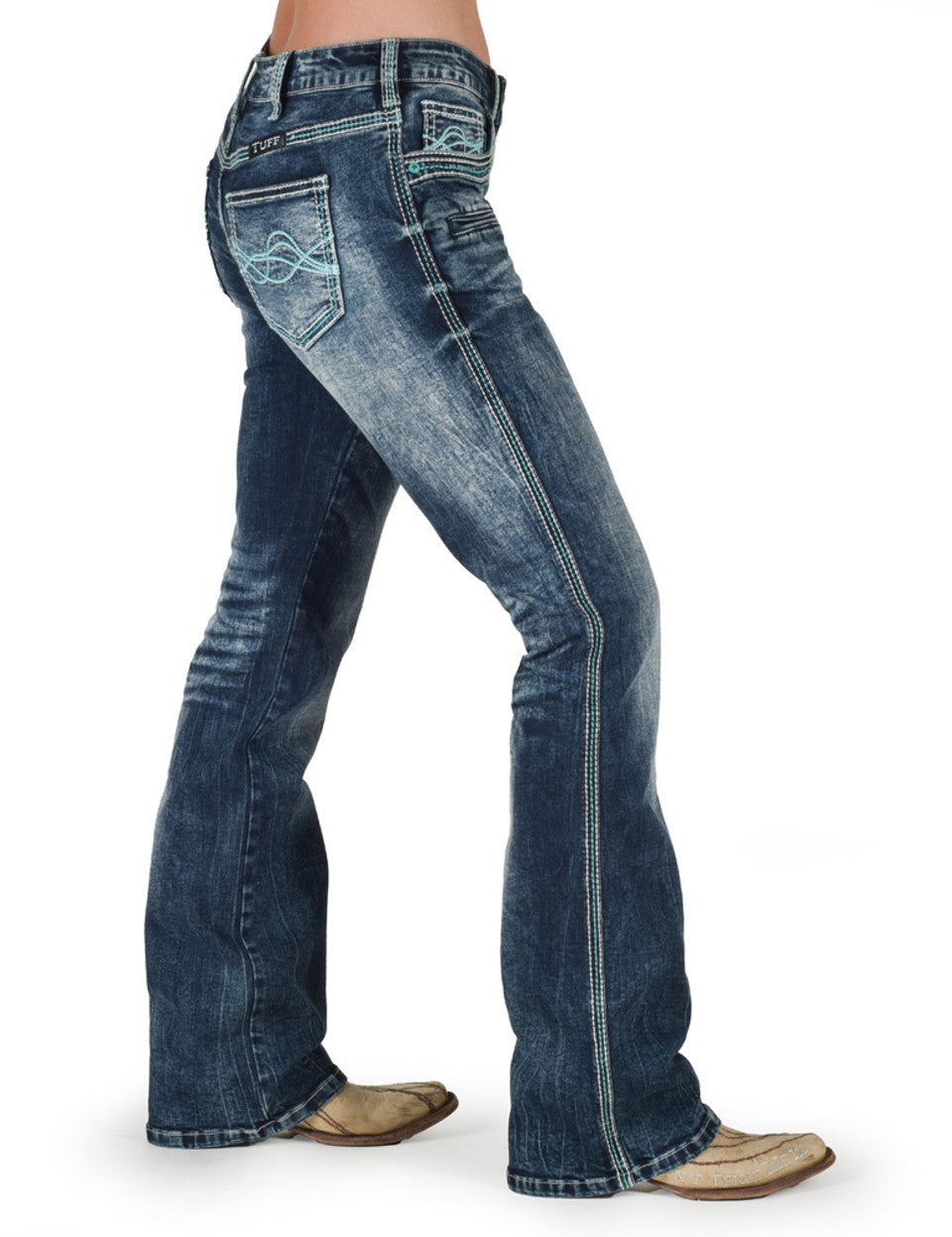 Turquoise Hurricane Bootcut Jeans