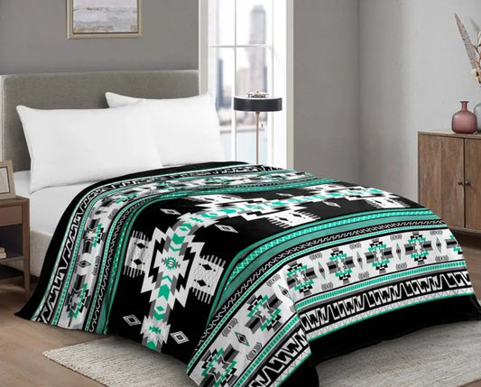 Green & Black Aztec Pattern Blanket