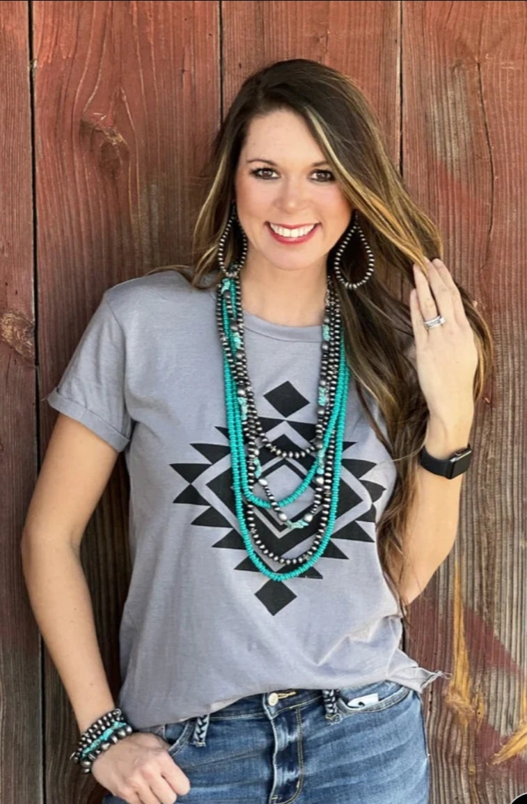 Gray Aztec Print Tshirt