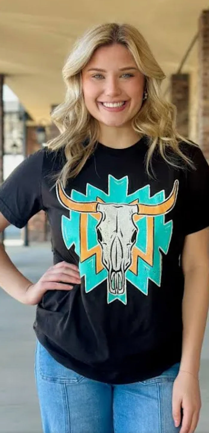 Western Aztec Bull Tee