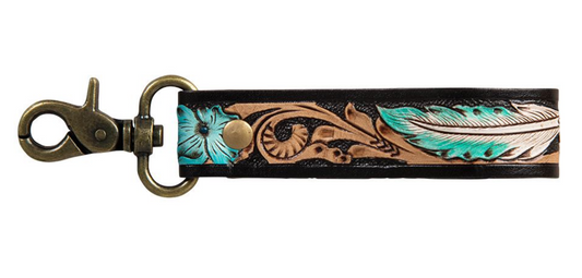 Canyon Feather Hand-Tooled Key Fob